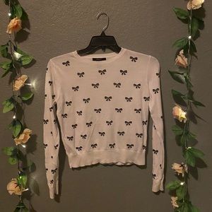 Forever 21 White sweater with black bows